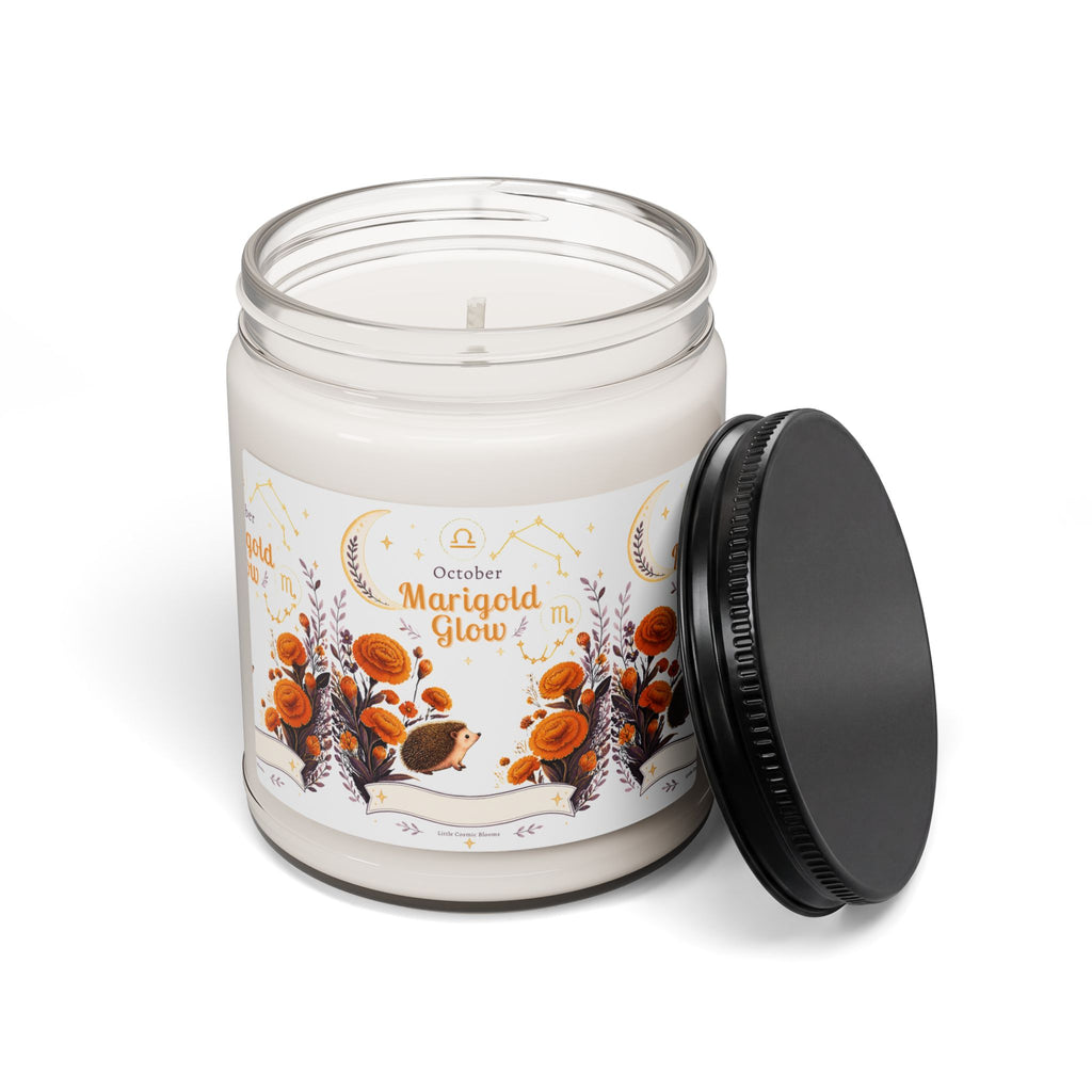 October Marigold Glow Birth Scented Soy Candle — 9oz Autumn Floral Candle (October)