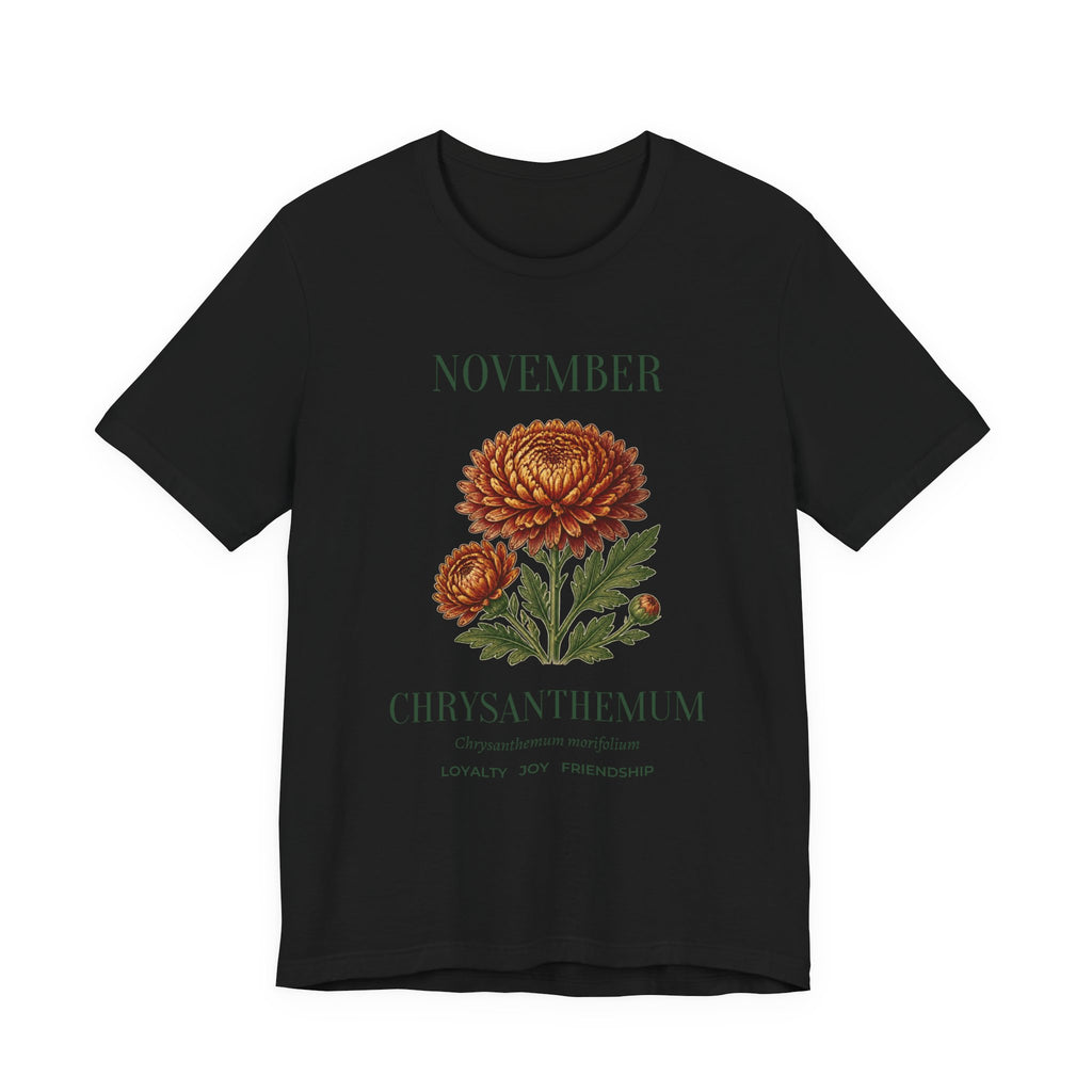November Birth Flower Tee | Chrysanthemum Celestial Design | Birthday Gift