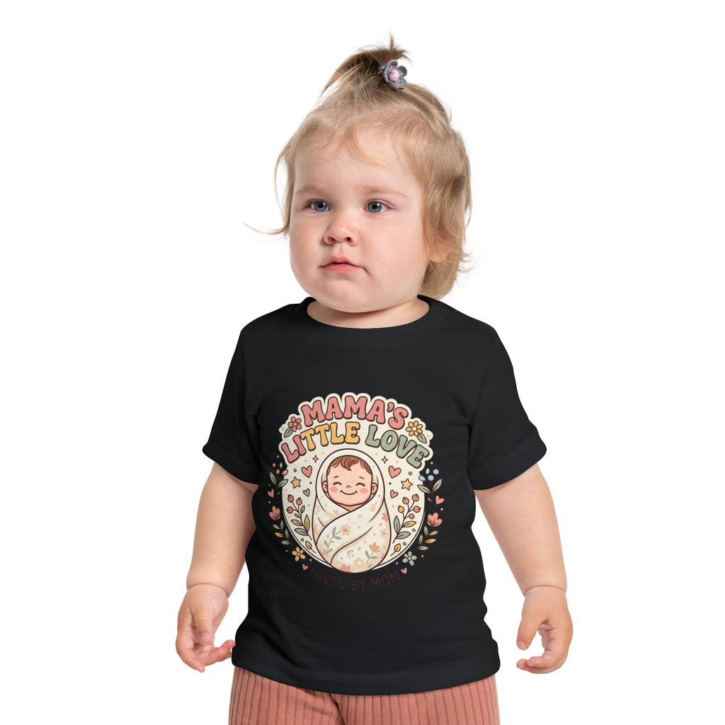 Mama's Little Love baby short sleeve t-shirt | Loved by Mom, floral swaddle design