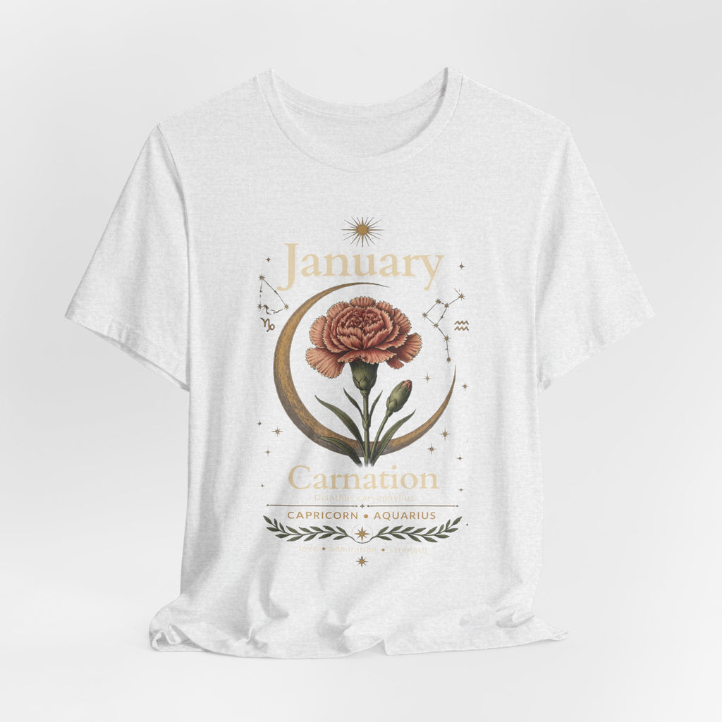 January Birth Flower - Carnation T-Shirt — Birth Month Flower Tee