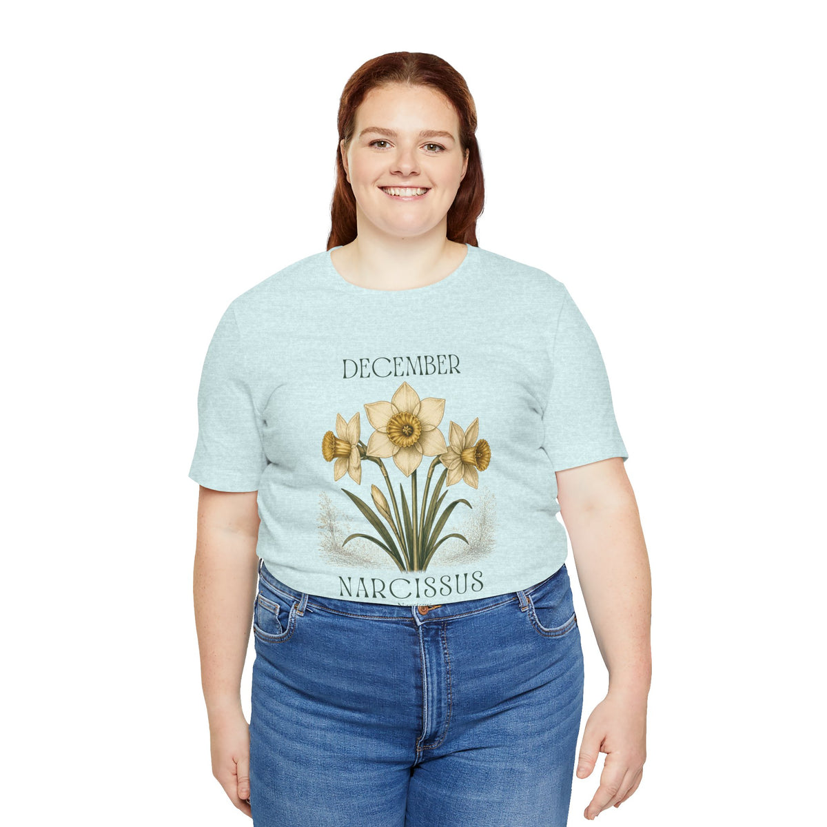 December Birth Flower Tee | Narcissus & Holly Celestial Design | Birthday Gift