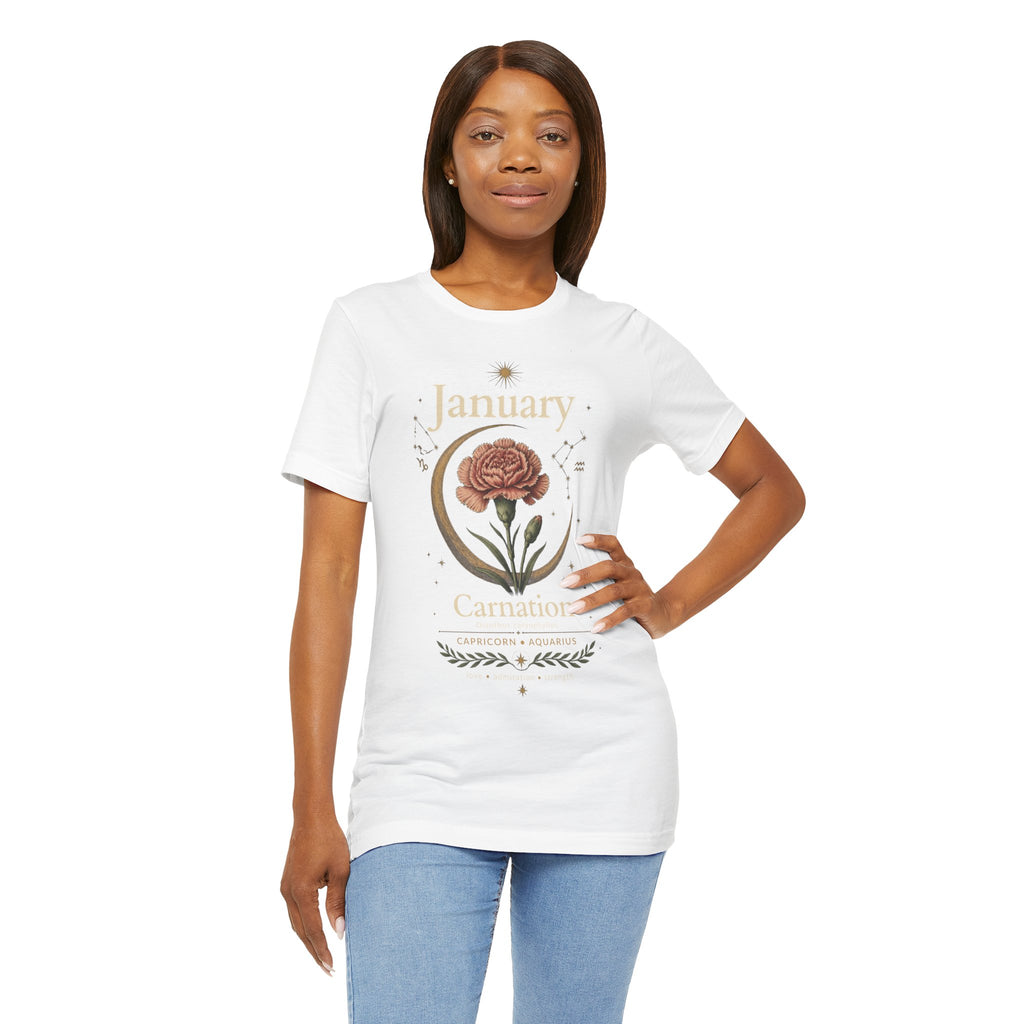 January Birth Flower - Carnation T-Shirt — Birth Month Flower Tee