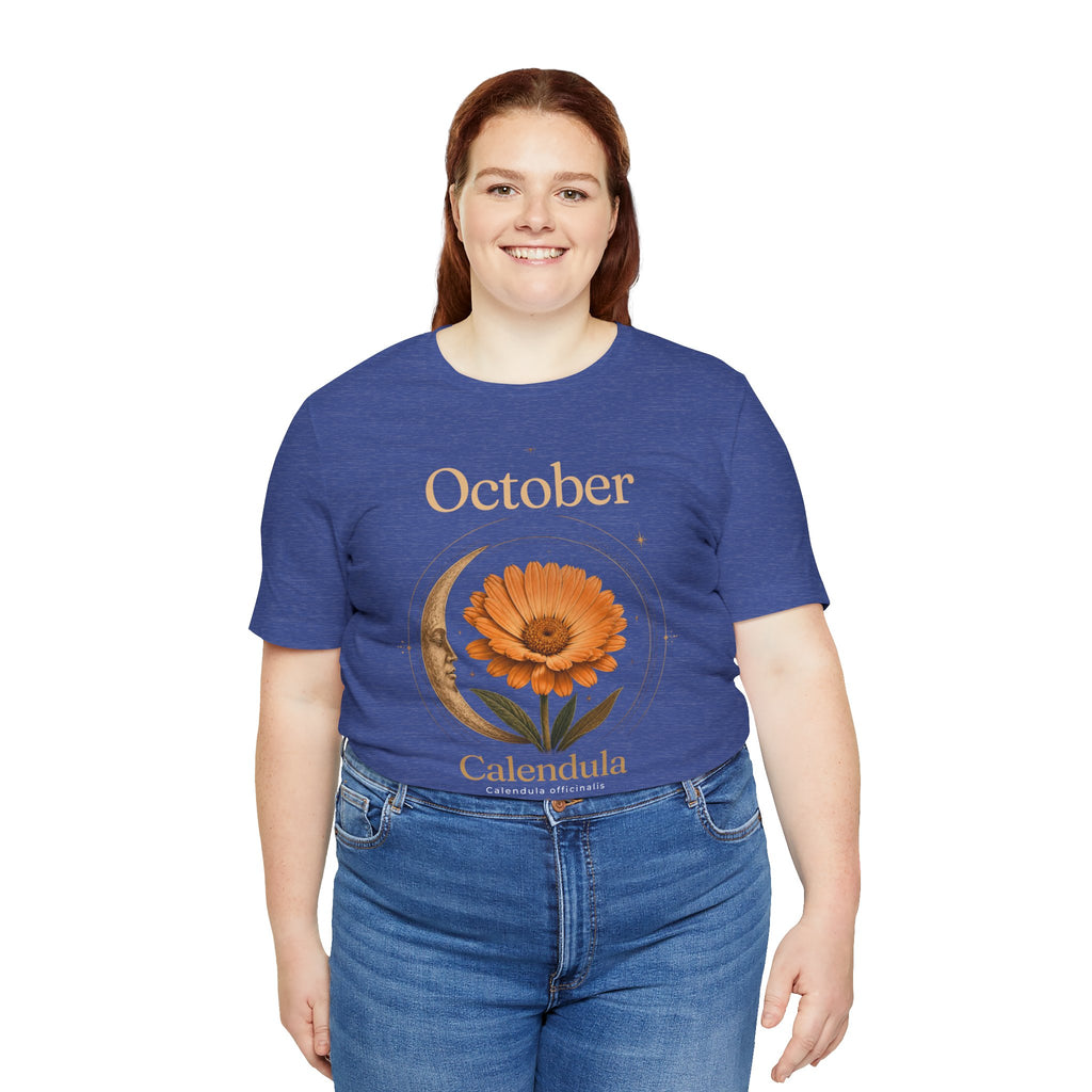 October Birth Flower Calendula T‑Shirt – Floral Birth Month Tee