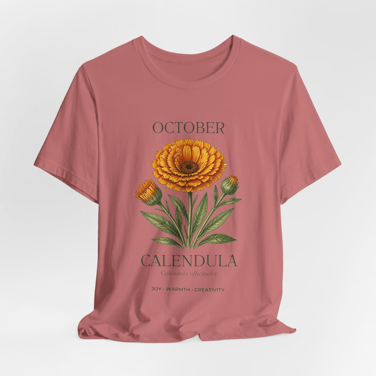 October Birth Flower Tee | Marigold & Cosmos Celestial Design | Birthday Gift
