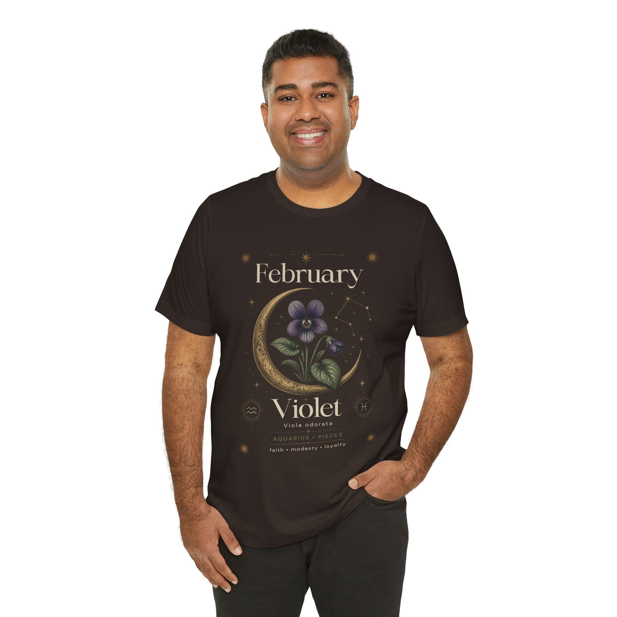 February Birth Flower Tee | Violet Botanical Design | Birthday Gift