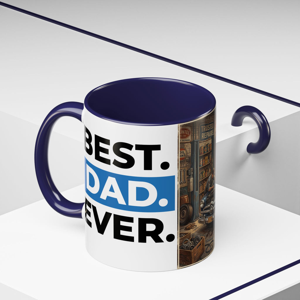 Vintage Dad Garage Mechanic Illustration Mug | Accent Coffee Mug