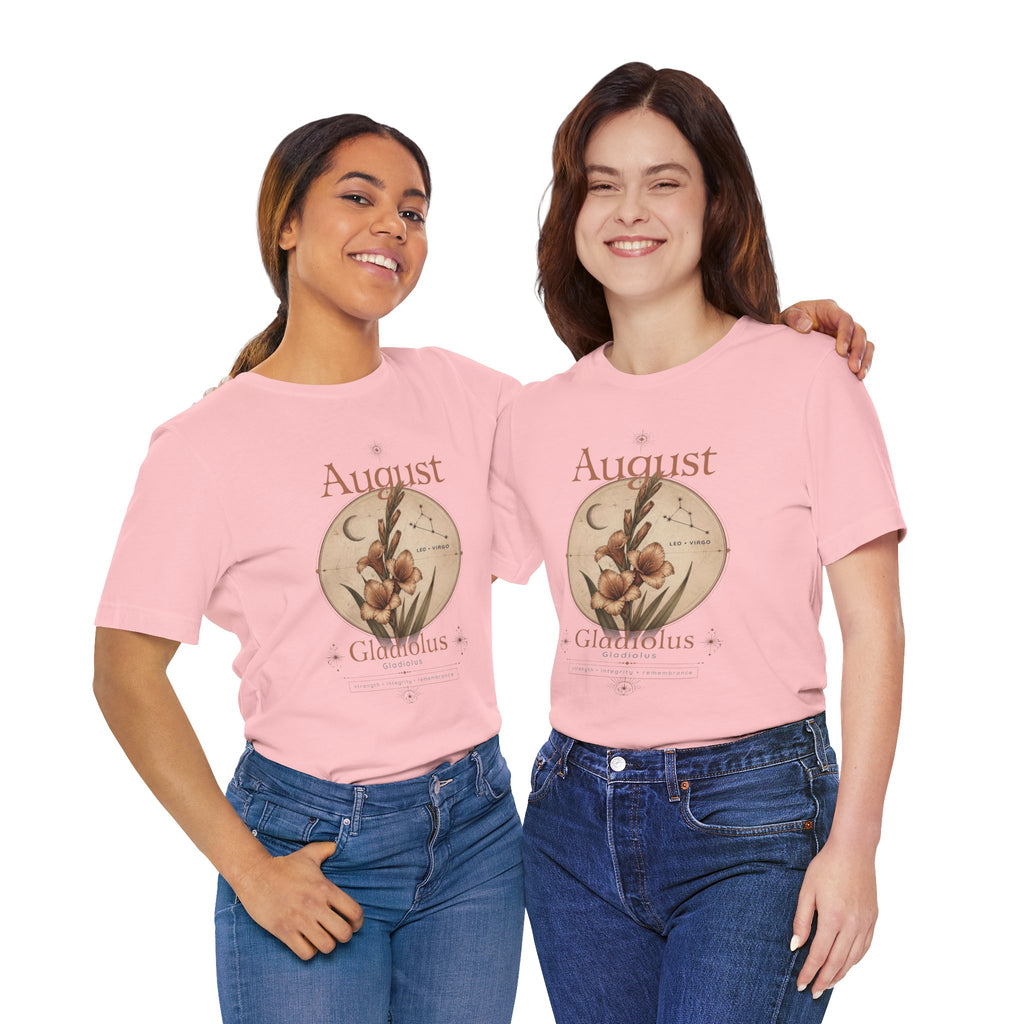 August Birth Flower Gladiolus Floral Tee