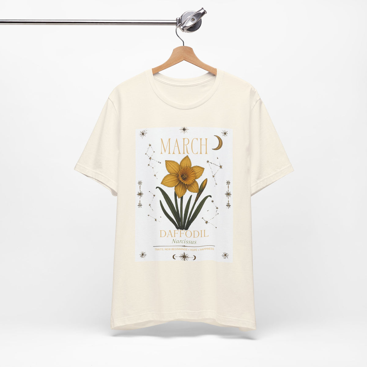March Zodiac/Celestial aesthetics with birth flower — Birth Month Flower Tee