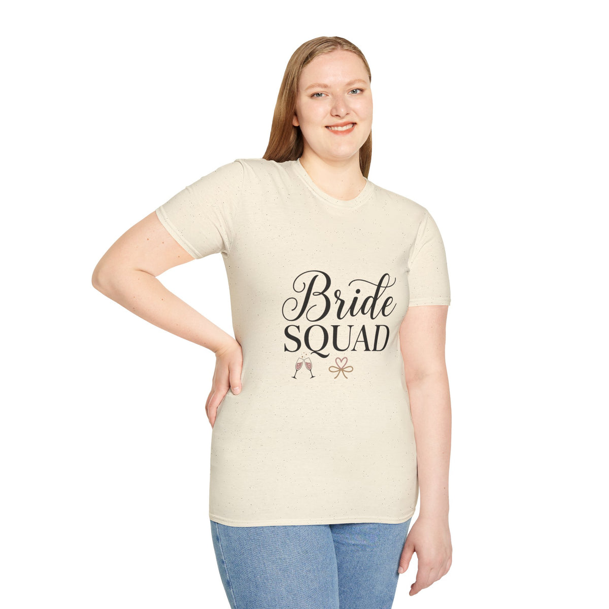 Bride Squad T-Shirt — Bachelorette Party Bridesmaid Tee with Champagne Icons