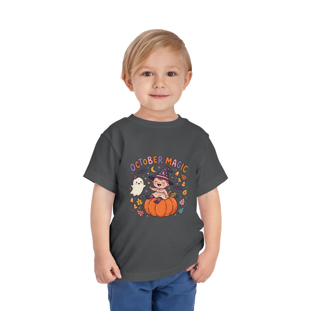 Halloween - October Magic Toddler Tee — Cute Witch Pumpkin Halloween Shirt