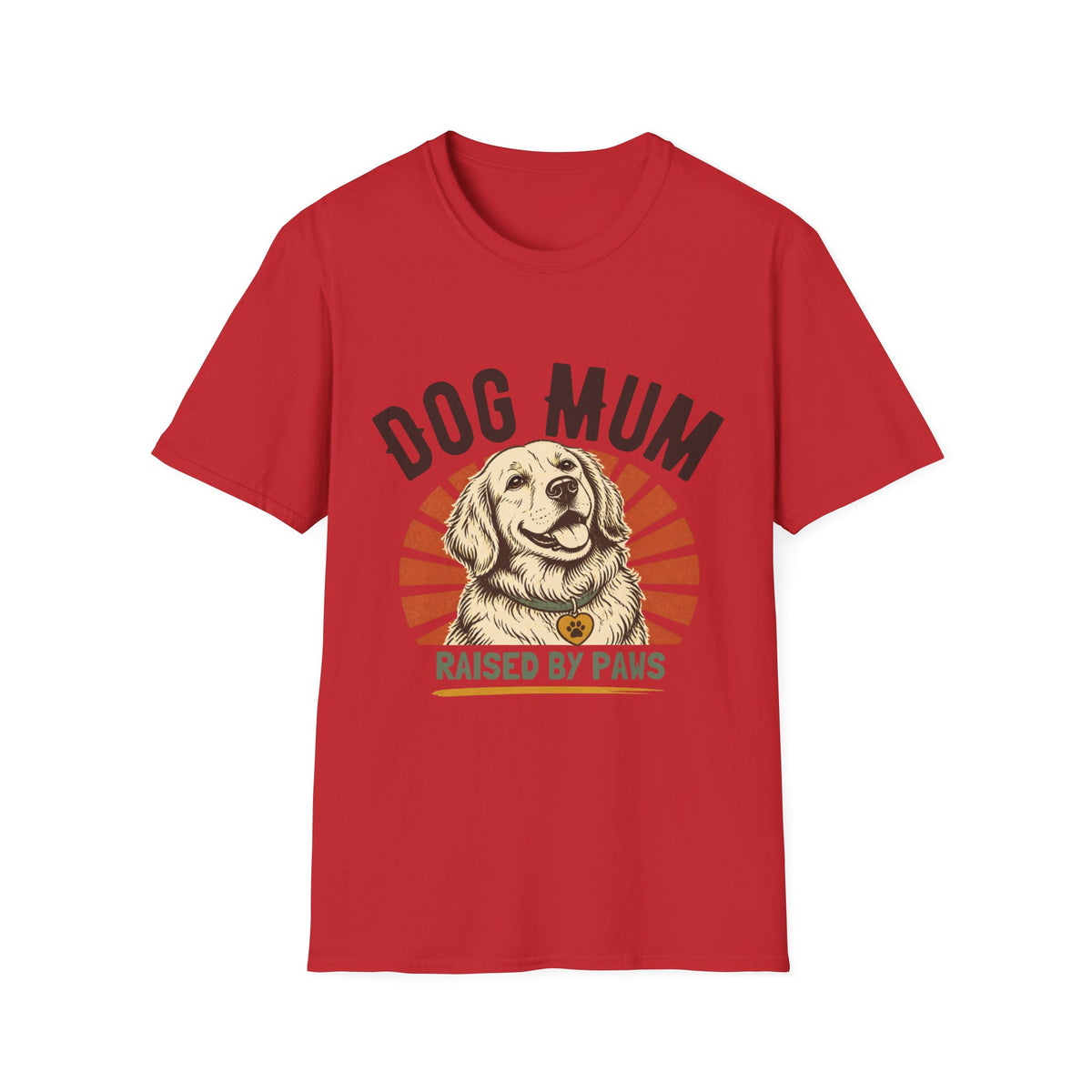 Dog Mum Raised By Paws T-Shirt | Golden Retriever Retro