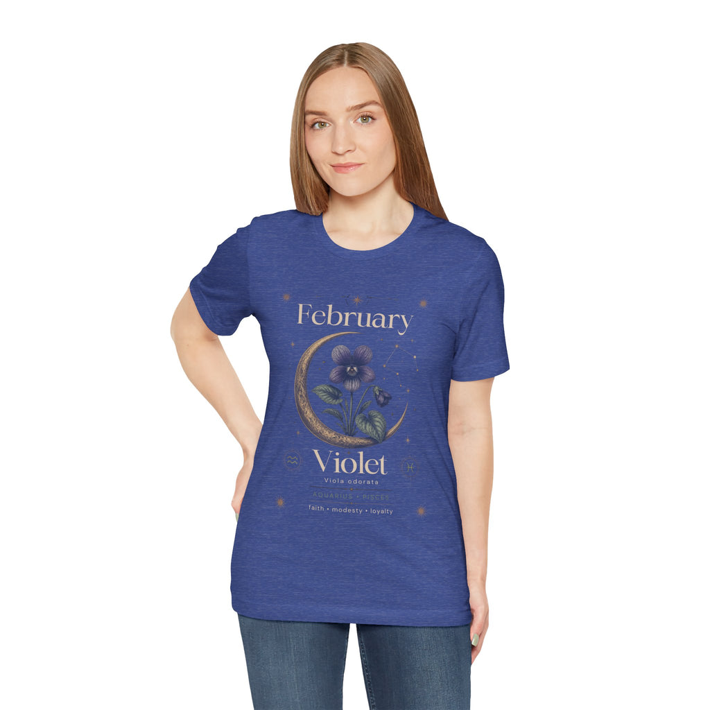 February Birth Flower Tee | Violet Botanical Design | Birthday Gift