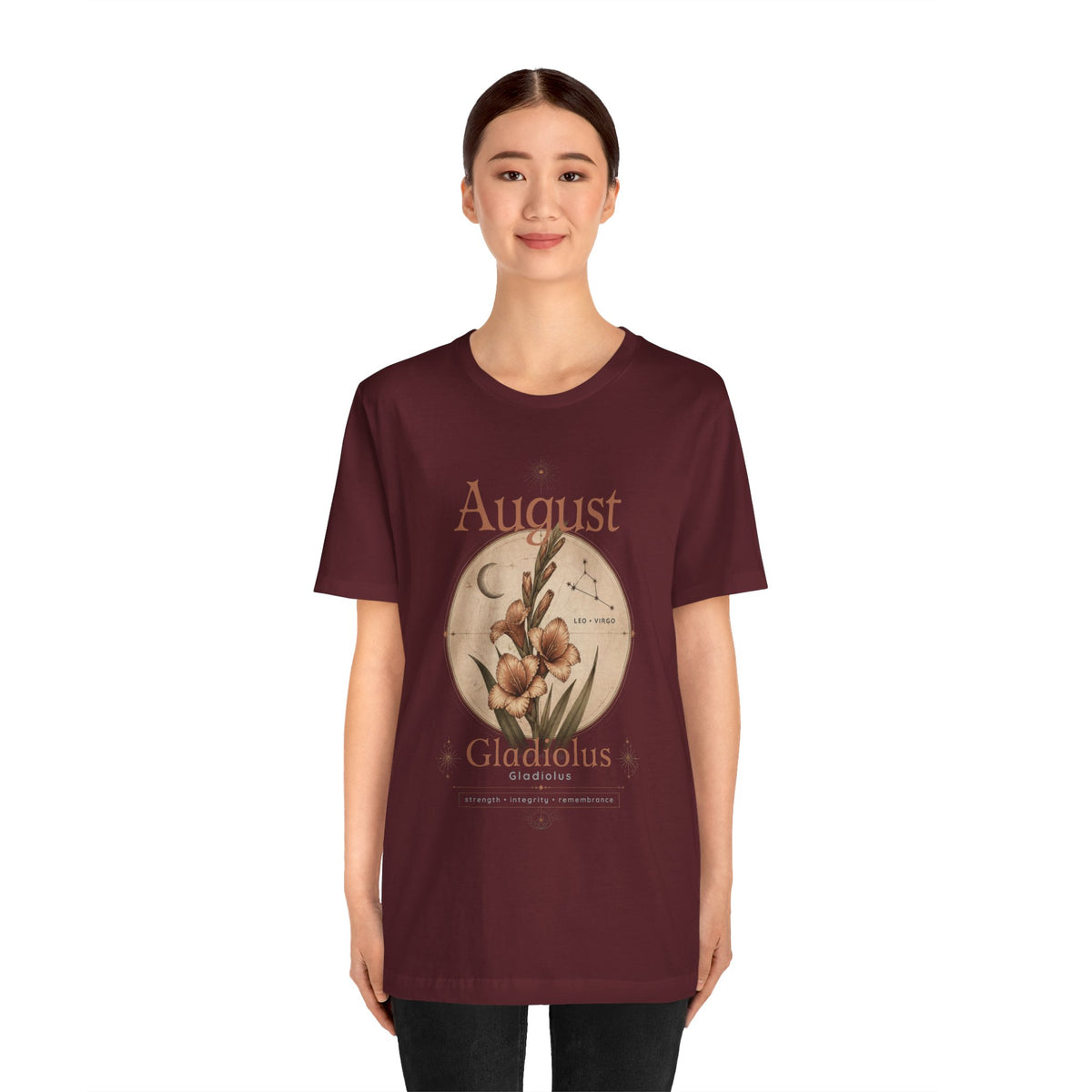 August Birth Flower Gladiolus Floral Tee