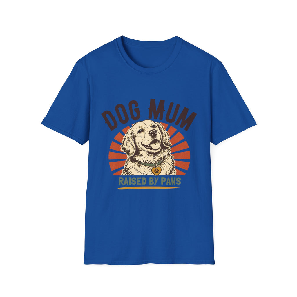 Dog Mum Raised By Paws T-Shirt | Golden Retriever Retro