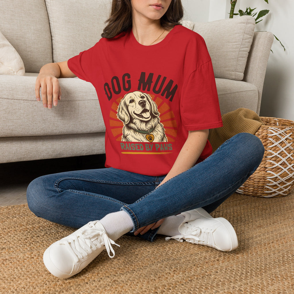 Dog Mum Raised By Paws T-Shirt | Golden Retriever Retro