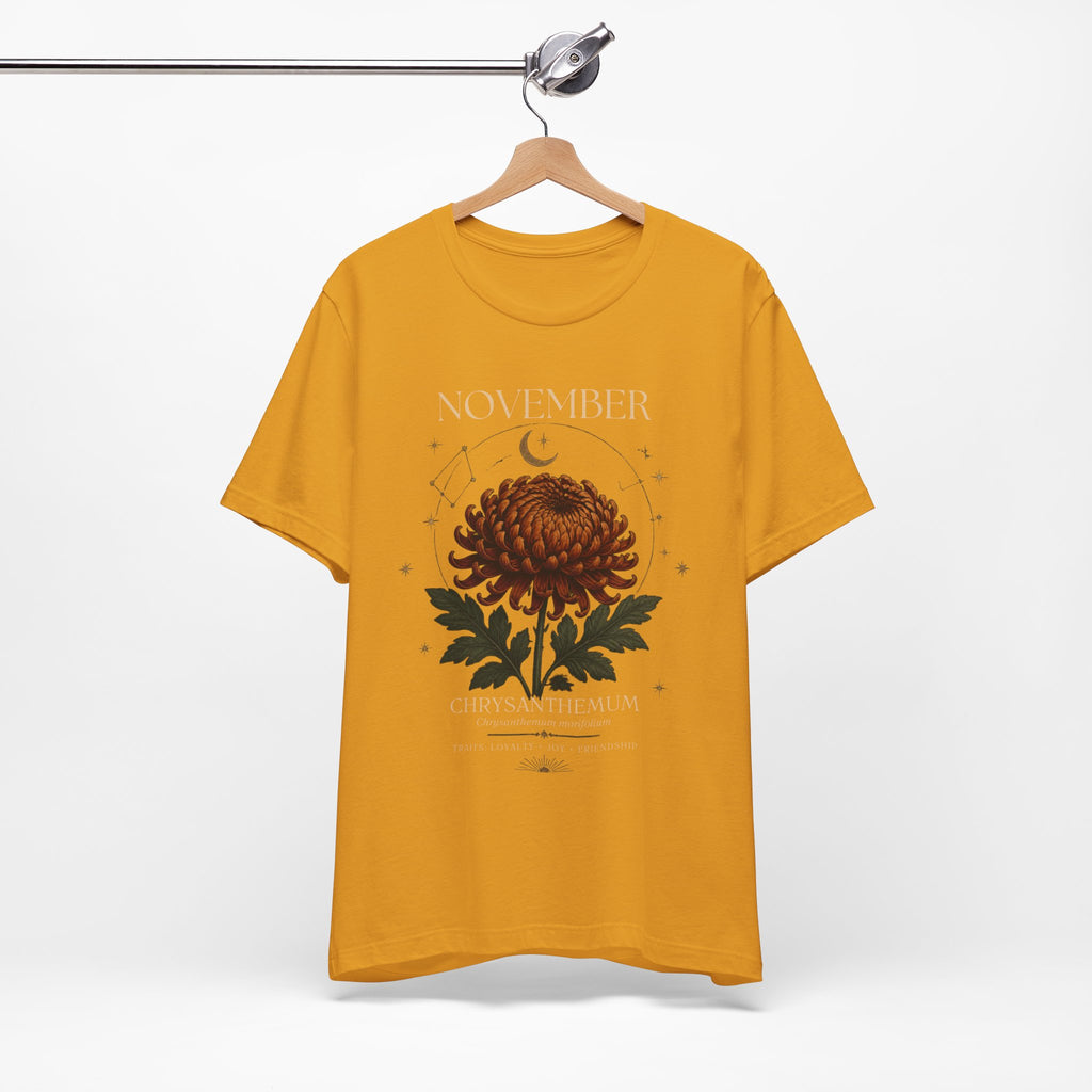 November Birth Flower Chrysanthemum Tee — Floral Birth Month T-Shirt
