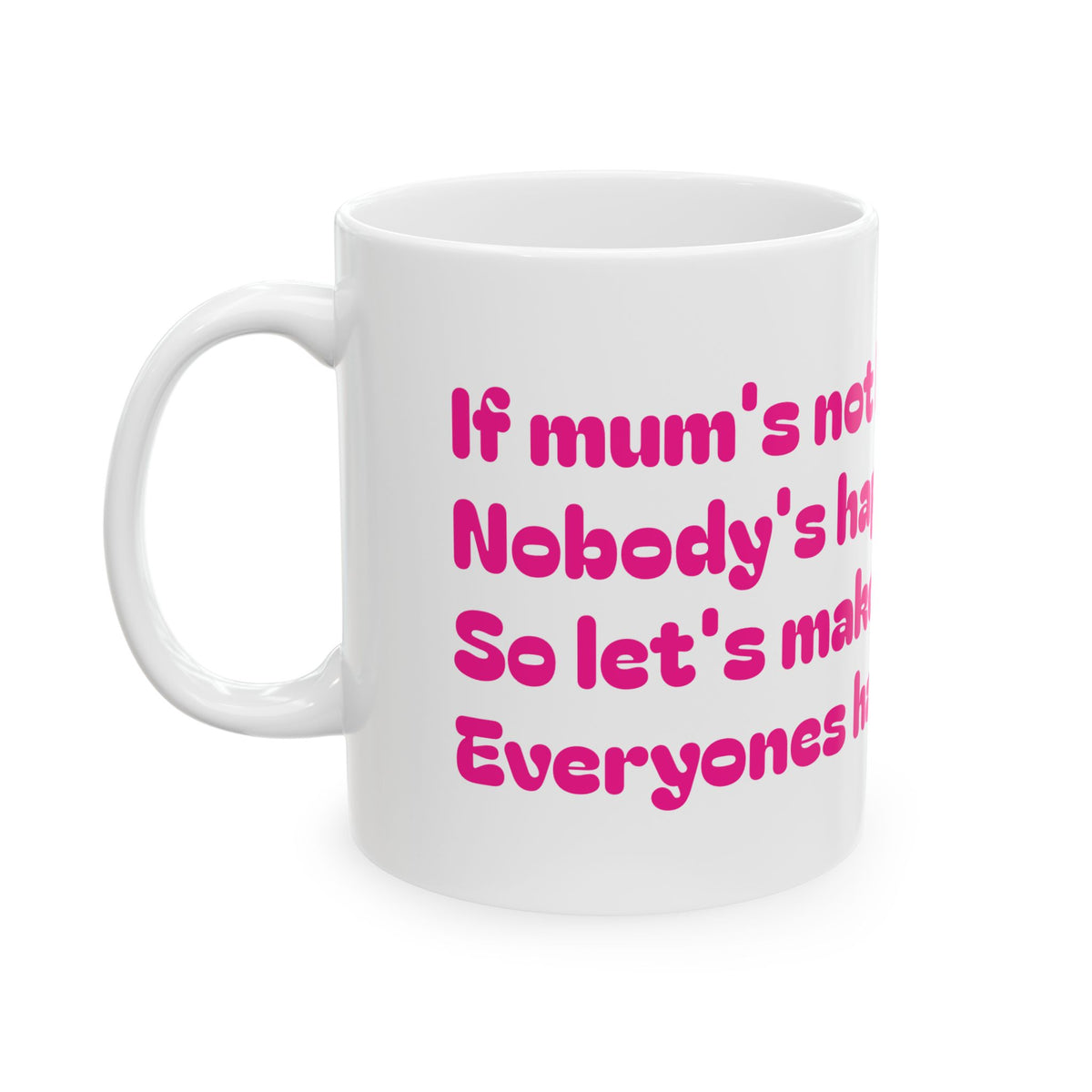 If Mama's Not Happy Funny Pink Typography Mug | Ceramic Coffee Cup