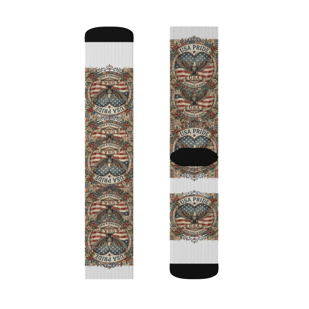 USA Pride Eagle Emblem Socks | American Flag Sublimation Socks