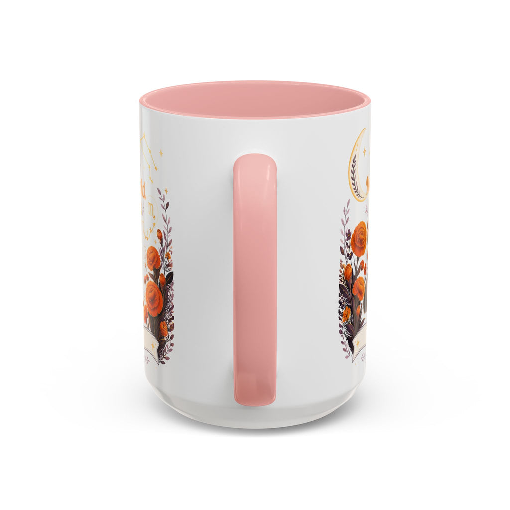 October Birth Flower Marigold Glow Accent Coffee Mug — Zodiac Libra Floral Hedgehog
