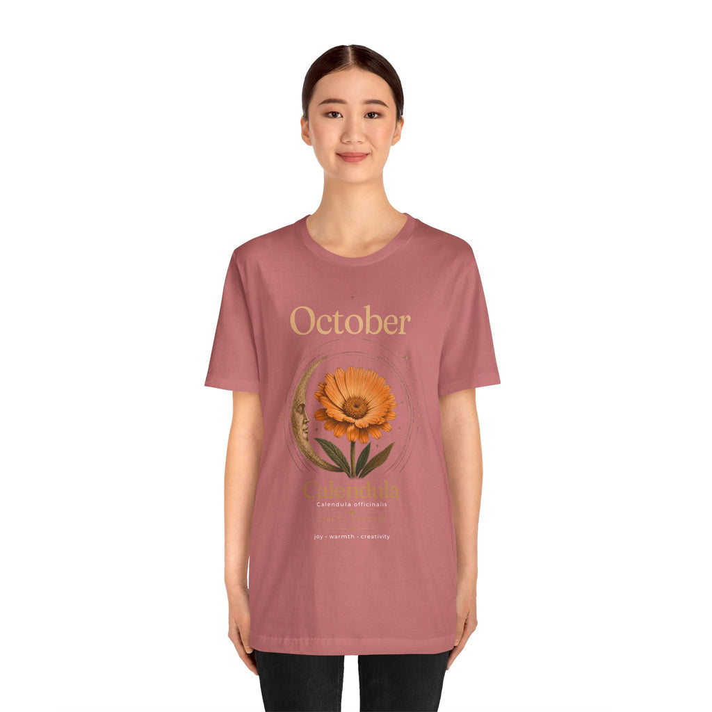 October Birth Flower Calendula T‑Shirt – Floral Birth Month Tee