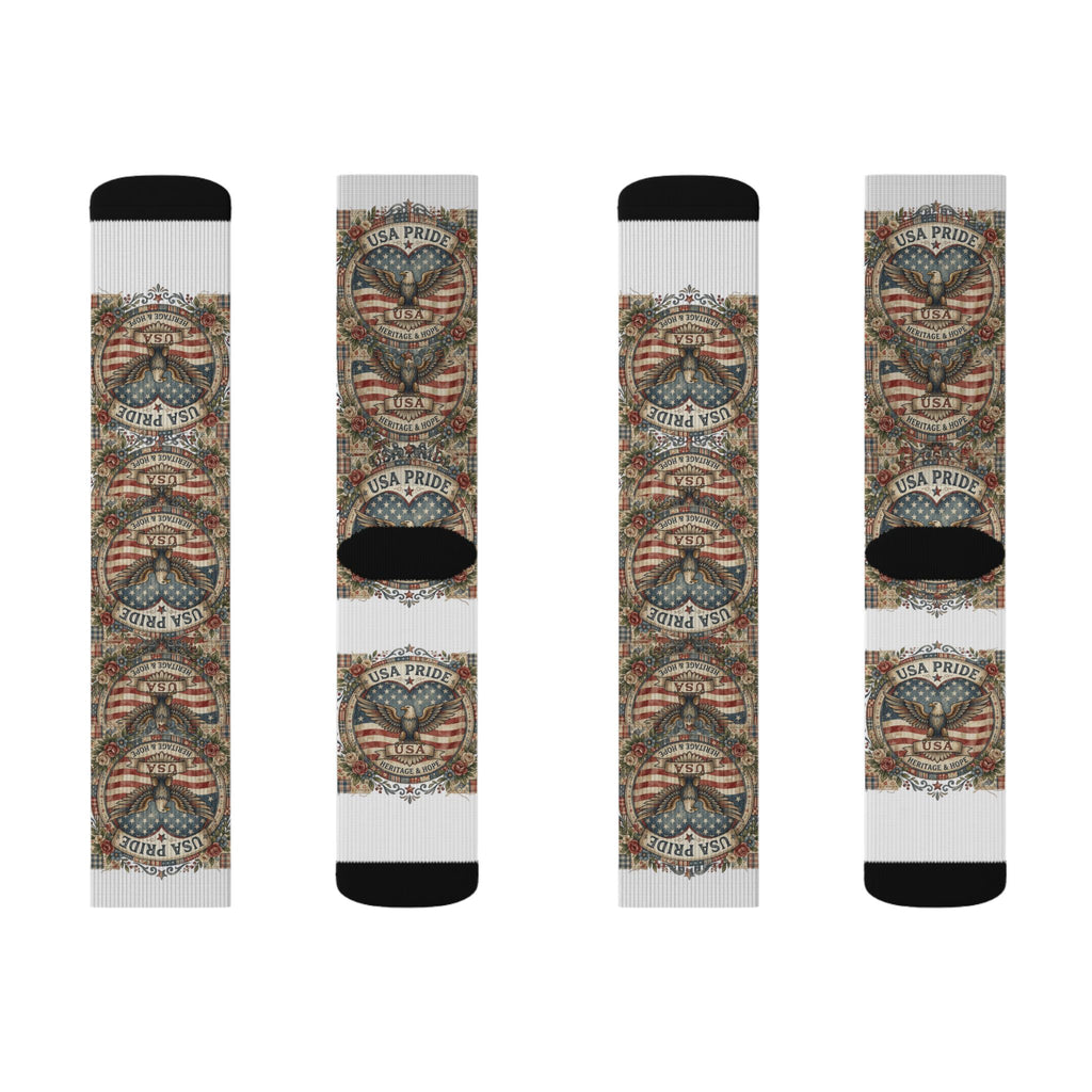 USA Pride Eagle Emblem Socks | American Flag Sublimation Socks