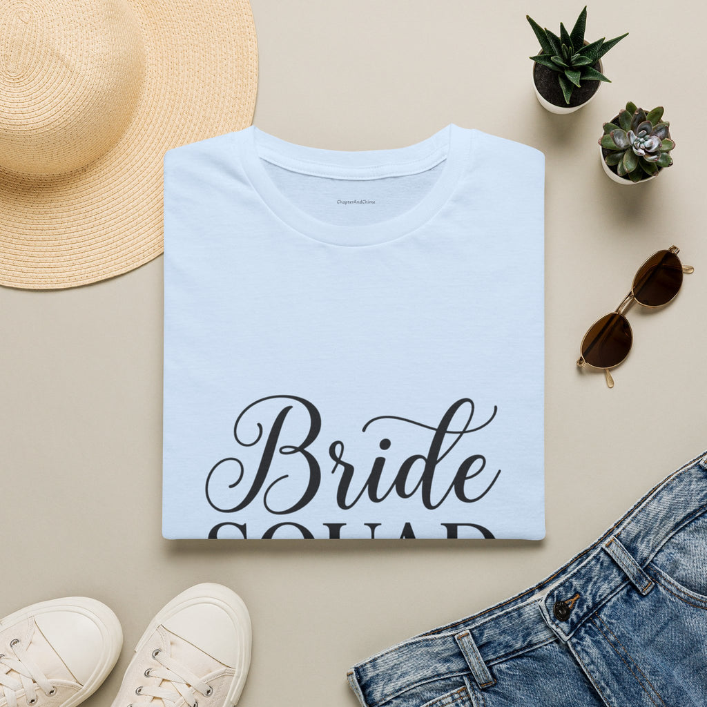 Bride Squad T-Shirt — Bachelorette Party Bridesmaid Tee with Champagne Icons