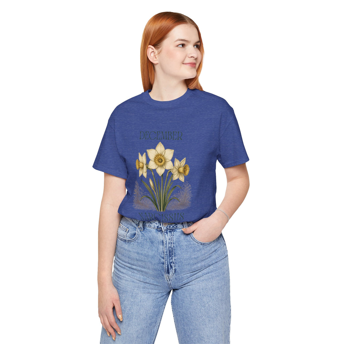 December Birth Flower Tee | Narcissus & Holly Celestial Design | Birthday Gift