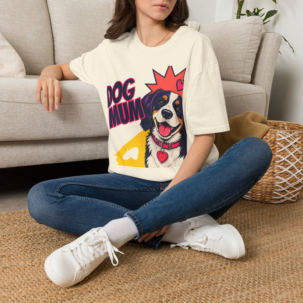 Dog Mum Pop Art T-Shirt | Happy Dog Portrait, Heart Collar