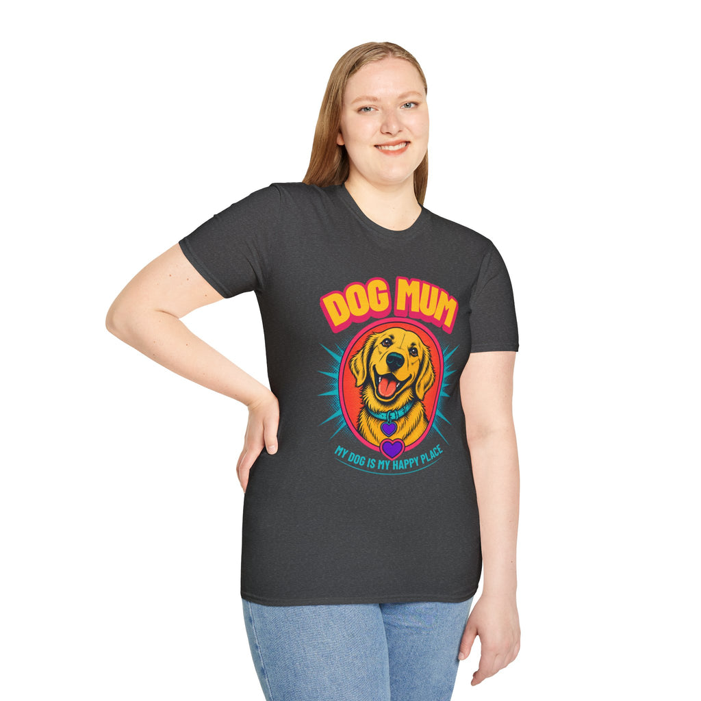 Dog Mum Golden Retriever T-Shirt | Cute Retro Dog Portrait, Pet Lover Tee