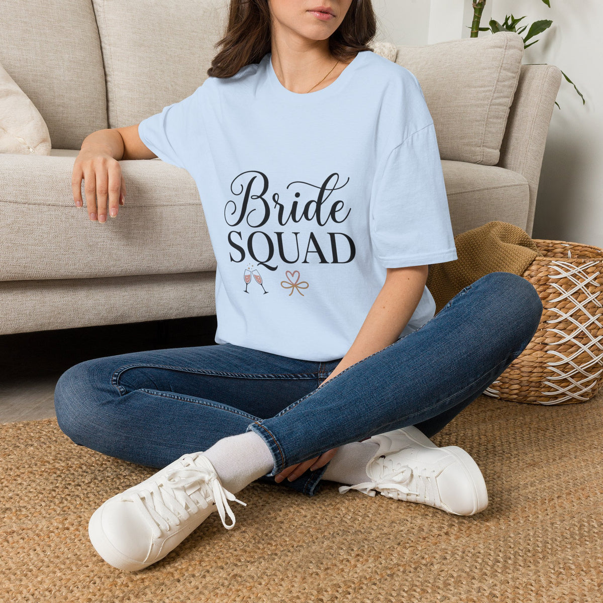 Bride Squad T-Shirt — Bachelorette Party Bridesmaid Tee with Champagne Icons