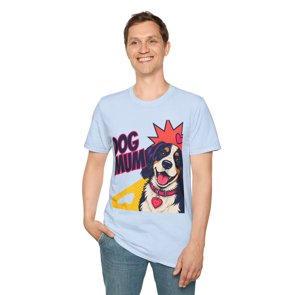 Dog Mum Pop Art T-Shirt | Happy Dog Portrait, Heart Collar