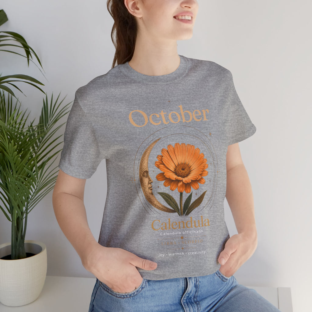 October Birth Flower Calendula T‑Shirt – Floral Birth Month Tee