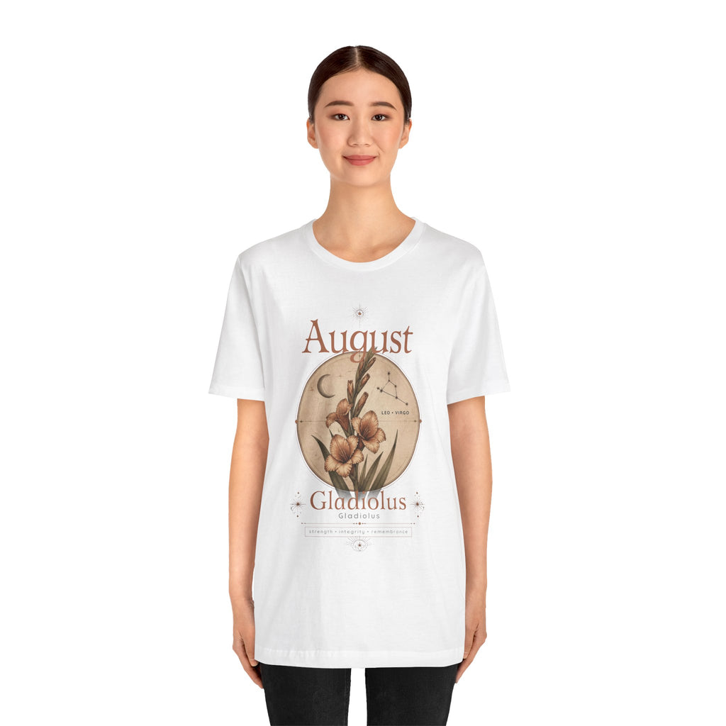 August Birth Flower Gladiolus Floral Tee