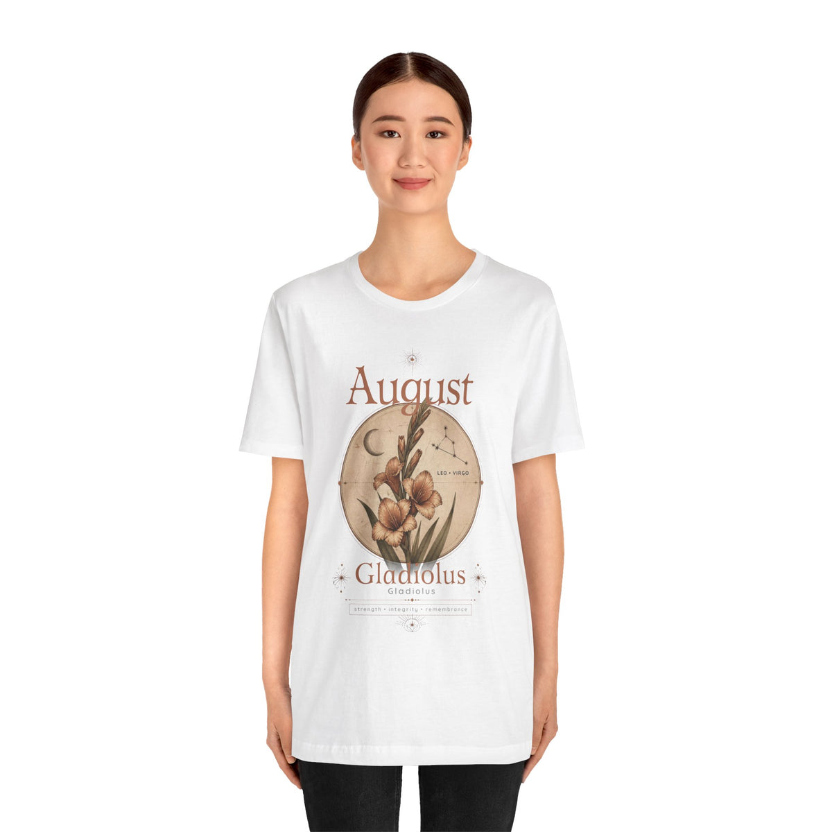 August Birth Flower Gladiolus Floral Tee