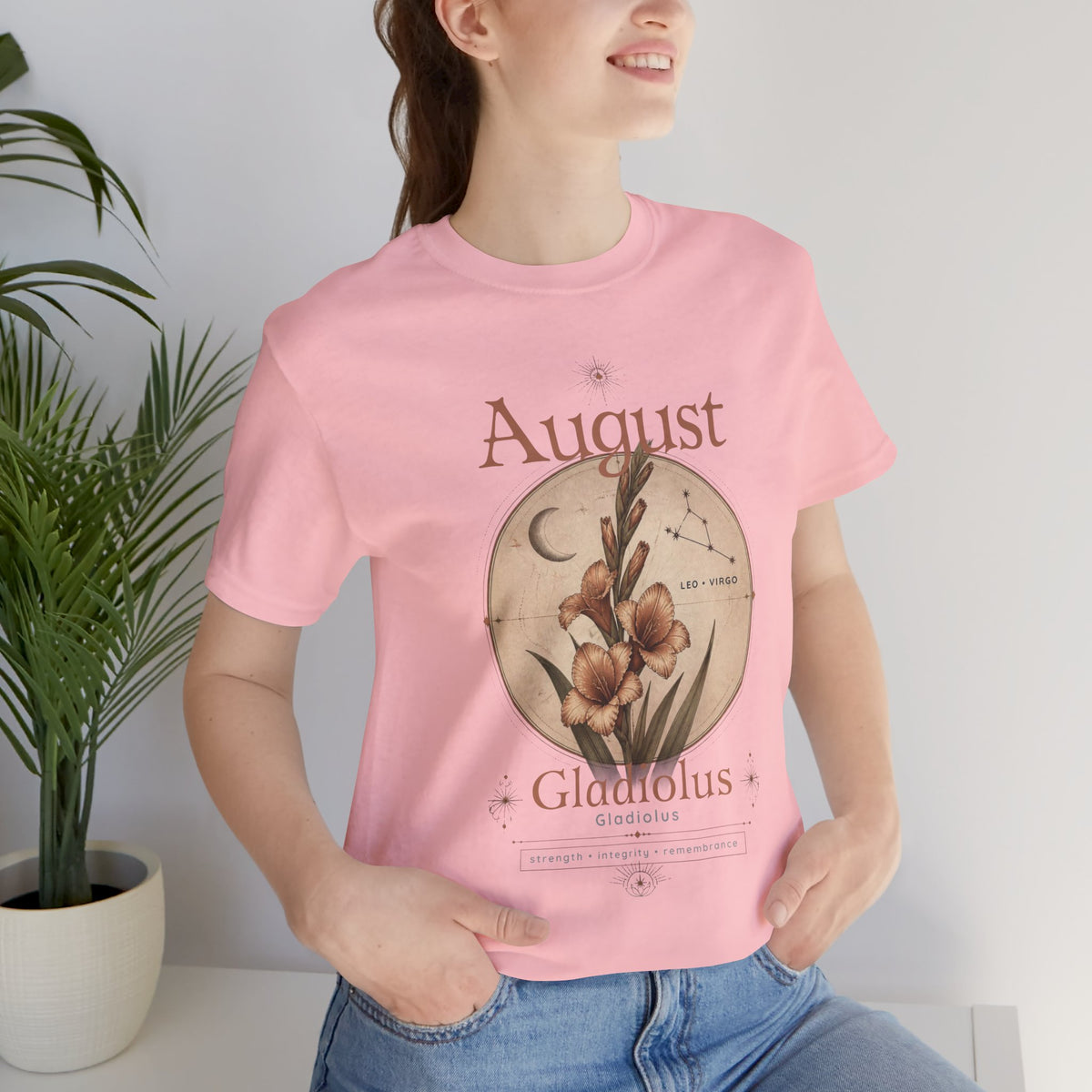 August Birth Flower Gladiolus Floral Tee
