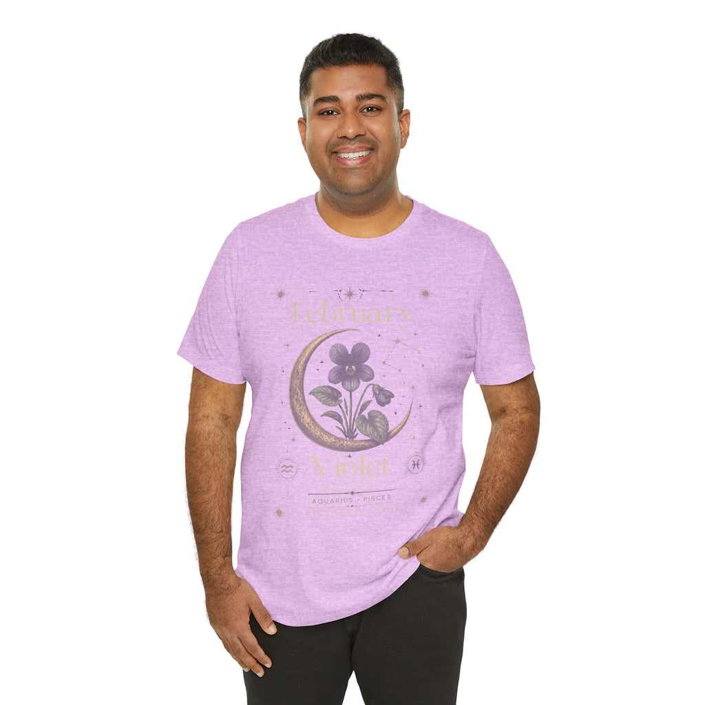 February Birth Flower Tee | Violet Botanical Design | Birthday Gift