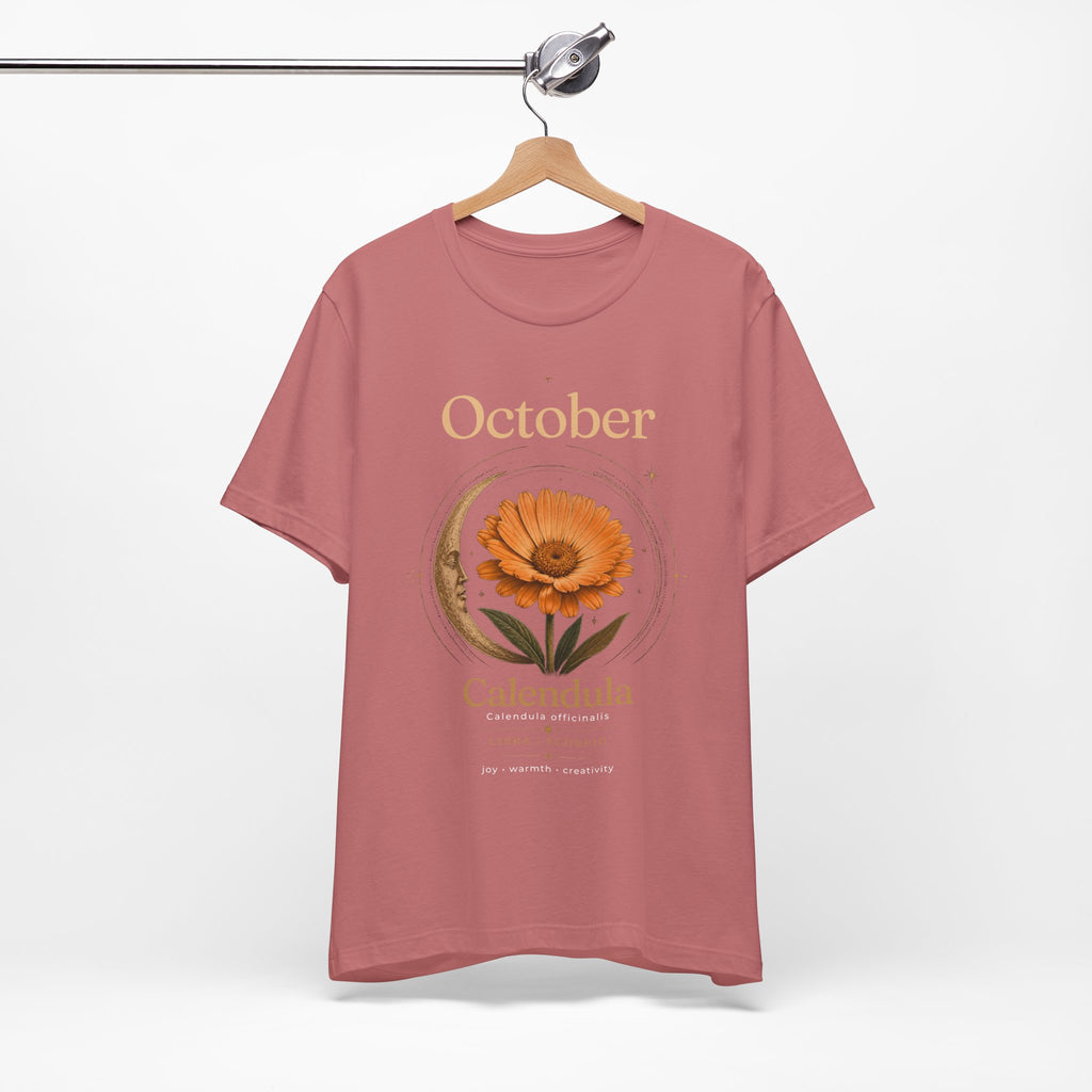 October Birth Flower Calendula T‑Shirt – Floral Birth Month Tee