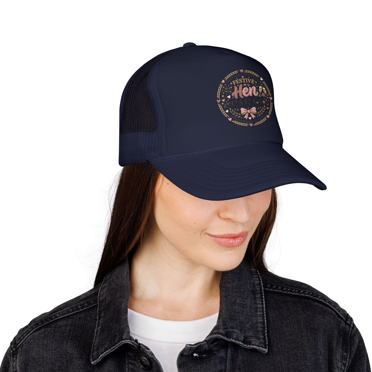 Hen Party Festive Foam Trucker Hat | Floral Wreath Design