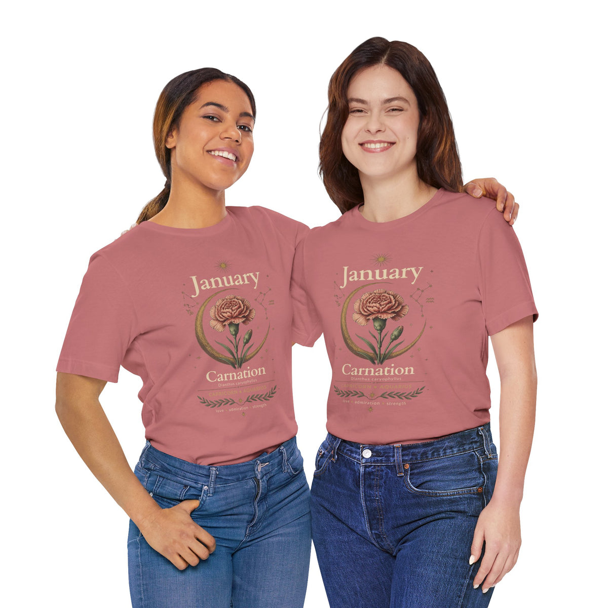January Birth Flower - Carnation T-Shirt — Birth Month Flower Tee