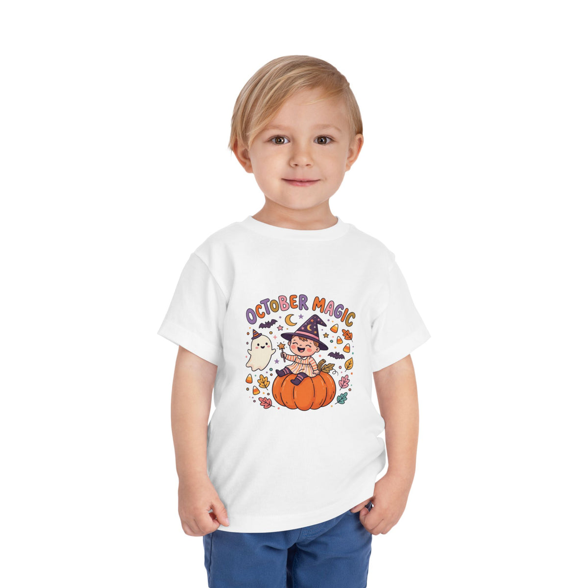 Halloween - October Magic Toddler Tee — Cute Witch Pumpkin Halloween Shirt