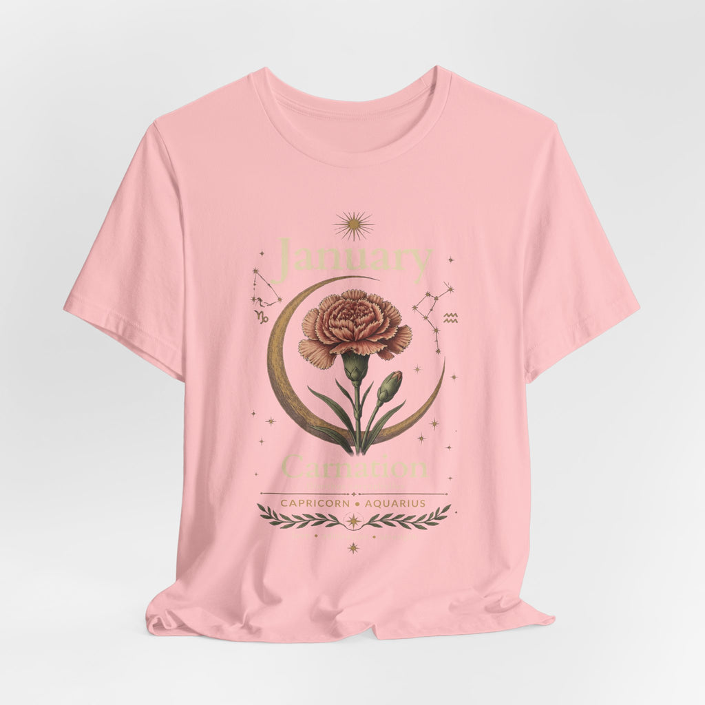 January Birth Flower - Carnation T-Shirt — Birth Month Flower Tee