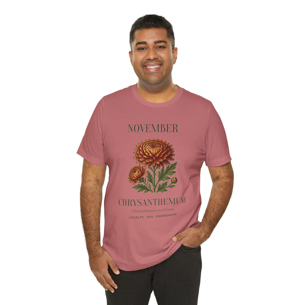 November Birth Flower Tee | Chrysanthemum Celestial Design | Birthday Gift