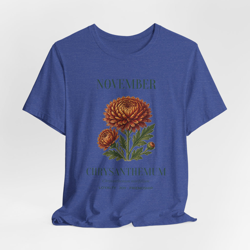 November Birth Flower Tee | Chrysanthemum Celestial Design | Birthday Gift