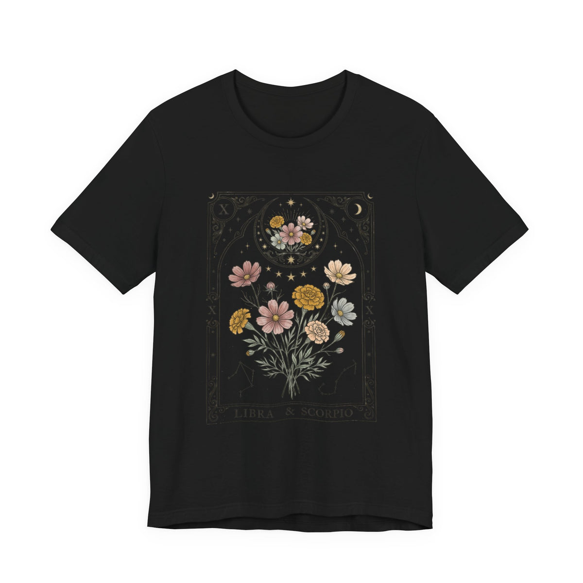 Libra & Scorpio Floral Zodiac T‑Shirt — Botanical Horoscope Tee