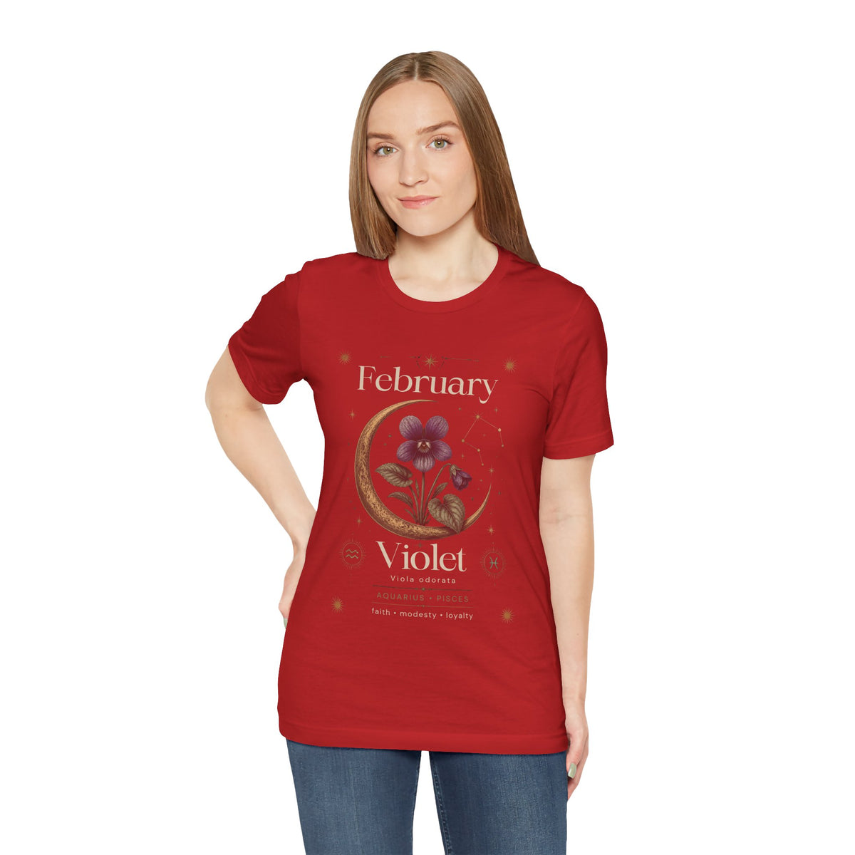February Birth Flower Tee | Violet Botanical Design | Birthday Gift