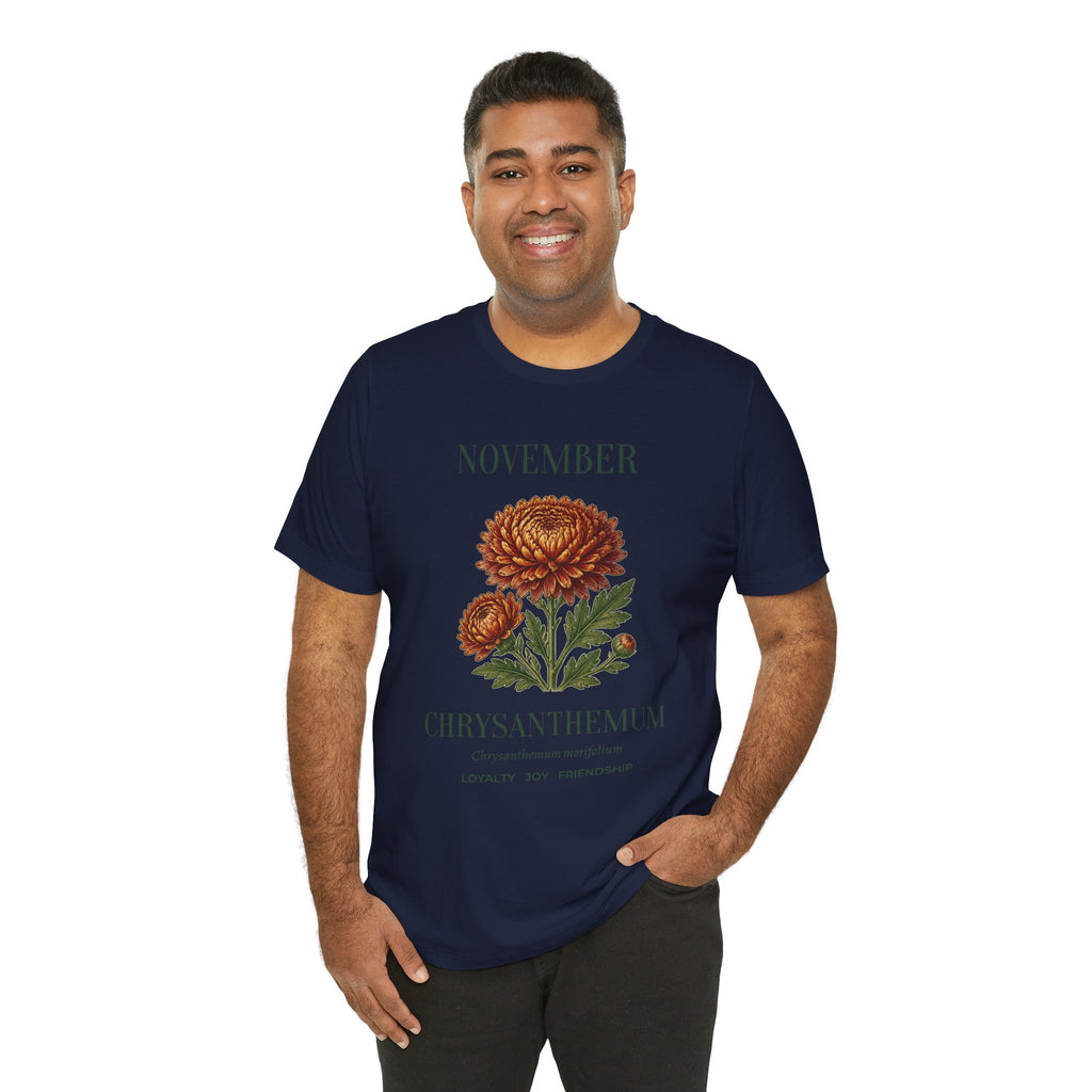 November Birth Flower Tee | Chrysanthemum Celestial Design | Birthday Gift