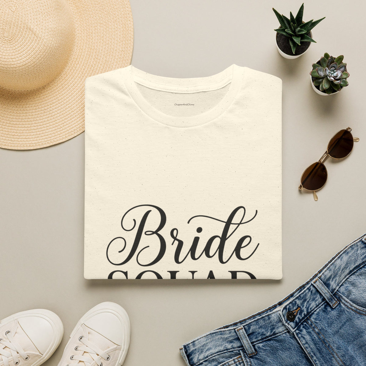 Bride Squad T-Shirt — Bachelorette Party Bridesmaid Tee with Champagne Icons