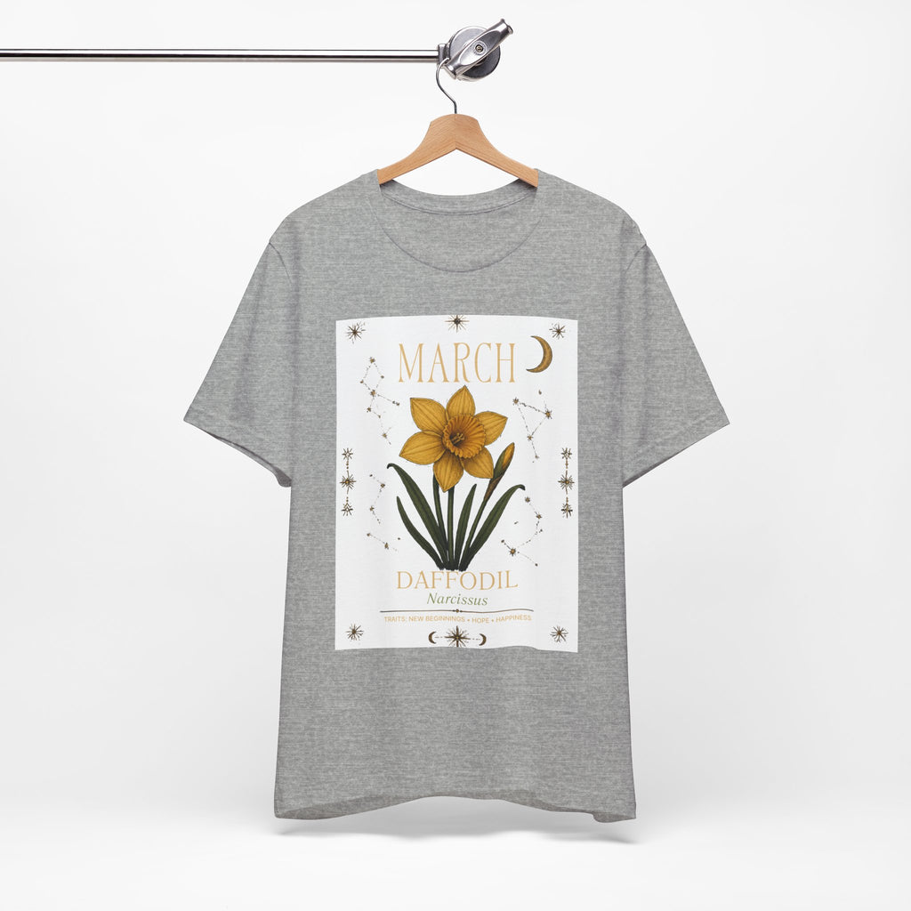 March Zodiac/Celestial aesthetics with birth flower — Birth Month Flower Tee