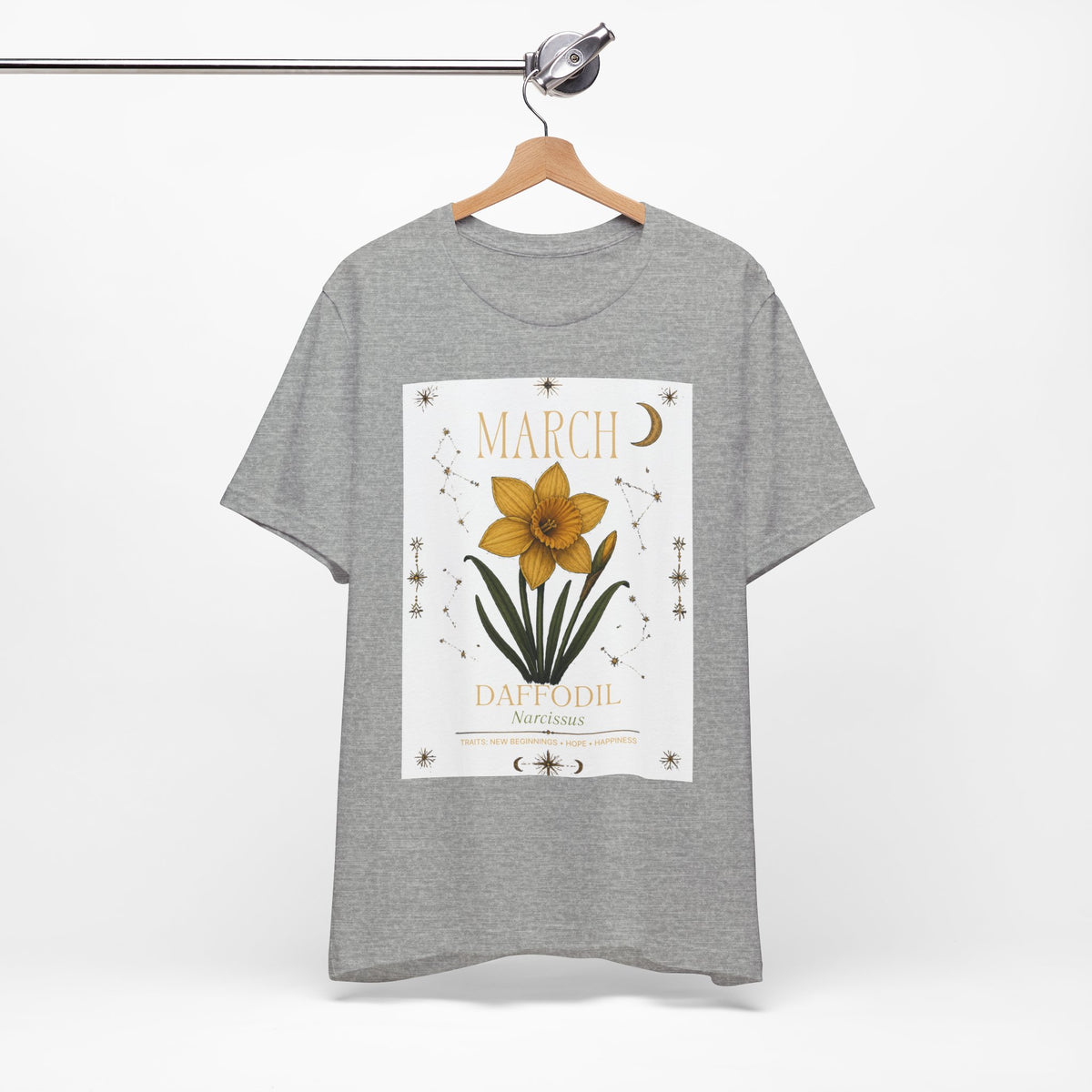 March Zodiac/Celestial aesthetics with birth flower — Birth Month Flower Tee