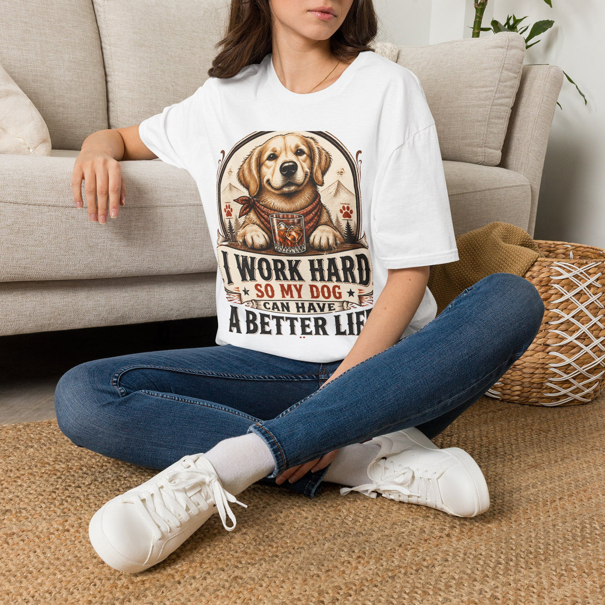I Work Hard So My Dog Can Have A Better Life T-Shirt | Golden Retriever Dog Tee